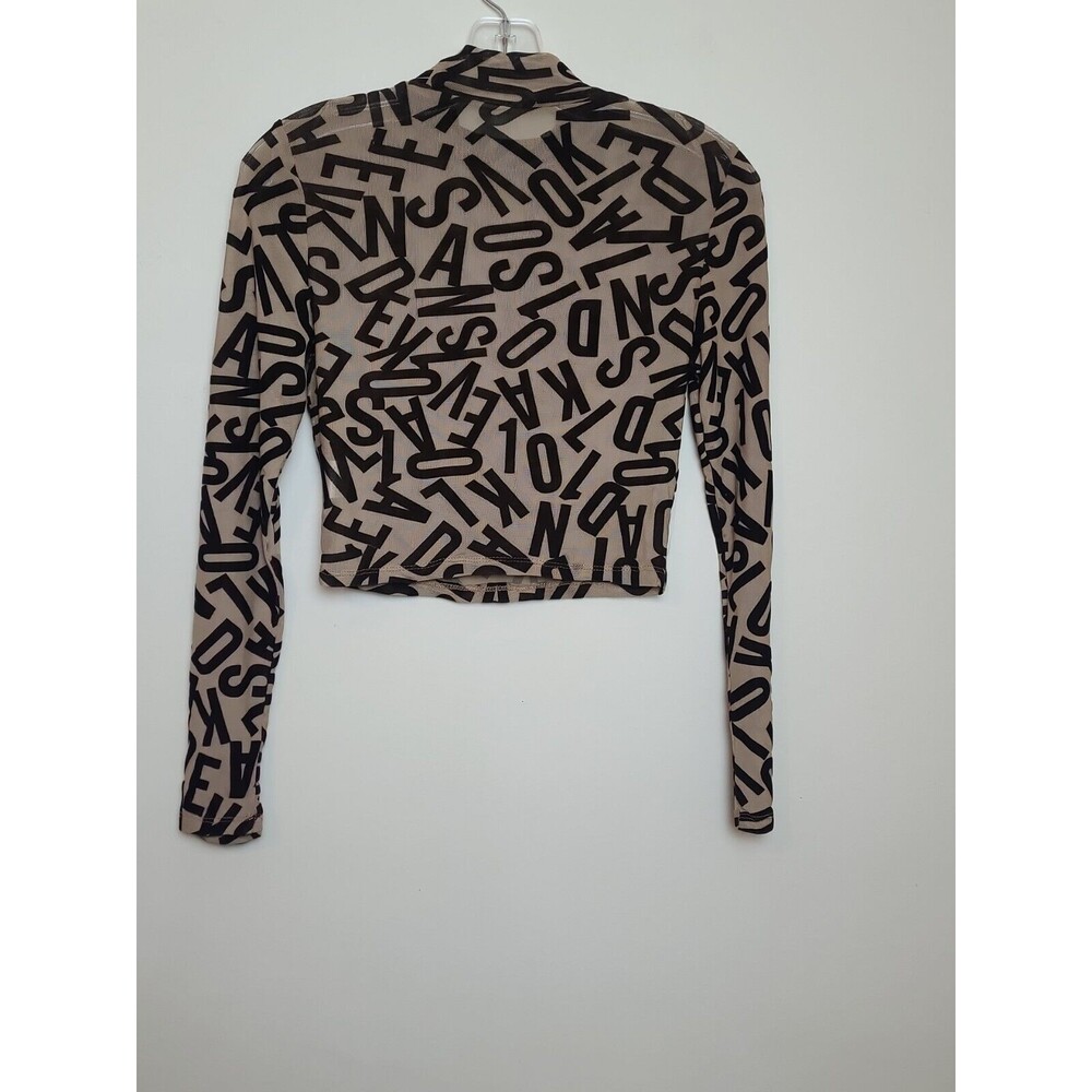 Shein Semi Sheer Letter Print Top Medium - Picture 7 of 9